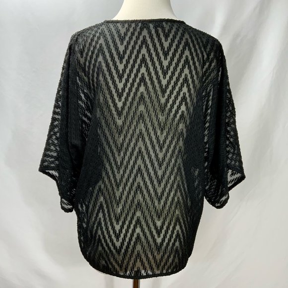 IRO Azade Chiffon Lightweight Textured Black Top Size S Short Sleeve Tunic - Picture 6 of 11